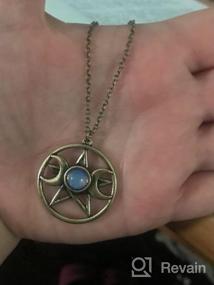 img 4 attached to Stunning LUX ACCESSORIES Double Crescent Moon Pentagram Blue Opal Necklace: Elegant Symbol of Mystical Beauty
