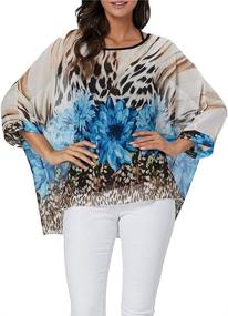 img 2 attached to Bohemian Chic: Nicetage Batwing Tops For Women, Perfect Summer Chiffon Blouse With Floral Prints, Ideal Beach Cover Up Solution For Fashion-Forward Ladies