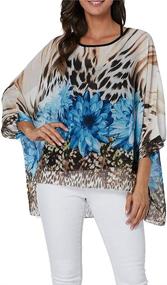 img 4 attached to Bohemian Chic: Nicetage Batwing Tops For Women, Perfect Summer Chiffon Blouse With Floral Prints, Ideal Beach Cover Up Solution For Fashion-Forward Ladies