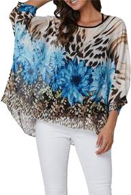 img 3 attached to Bohemian Chic: Nicetage Batwing Tops For Women, Perfect Summer Chiffon Blouse With Floral Prints, Ideal Beach Cover Up Solution For Fashion-Forward Ladies