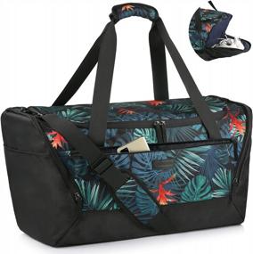 img 4 attached to CHICECO Women'S Travel Gym Bag With Shoe Compartment, Weekender Carry On Duffle Bag (Palm Leaves)