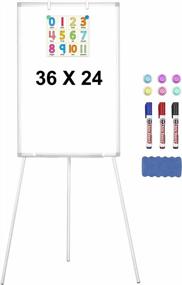 img 4 attached to Adjustable Magnetic Whiteboard Easel Stand, 36 X 24 Inches Portable Dry Erase Board With Height Adjustable Stand For Home Office School And Classroom Teaching (White)
