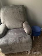 img 1 attached to Stone Blue Velvet Recliner Loveseat Cover - Stretch Slipcovers For 2 Cushion Sofa With Side Pocket For Pets & Kids Protection. review by Noah Jess