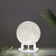 🌙 mydethun 3d printed lunar moon lamp - 5.9 inch - moon light night lights for kids room, women, home decor, gifting - dog base - touch control brightness - white & yellow logo