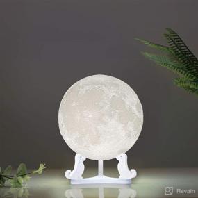 img 4 attached to 🌙 Mydethun 3D Printed Lunar Moon Lamp - 5.9 Inch - Moon Light Night Lights for Kids Room, Women, Home Decor, Gifting - Dog Base - Touch Control Brightness - White & Yellow