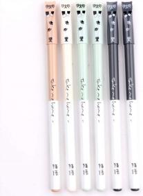 img 3 attached to GANSSIA Cats Design Гелевые ручки Черные чернила 0,5 мм Точечная ручка для письма Рисунок Подарочная упаковка из 6 шт.