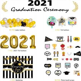 img 3 attached to Graduation Decorations 2021 - 117Pcs Graduation Party Supplies Pack, Including A Photo Background Cloth, 82 Latex Balloons Set,A Mega 2021 Foil Balloon, 3 Color Grad Foil Balloons,30Pcs Photo Booth Props,Great For 2021 Graduation Celebration