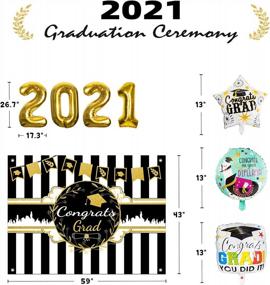 img 2 attached to Graduation Decorations 2021 - 117Pcs Graduation Party Supplies Pack, Including A Photo Background Cloth, 82 Latex Balloons Set,A Mega 2021 Foil Balloon, 3 Color Grad Foil Balloons,30Pcs Photo Booth Props,Great For 2021 Graduation Celebration