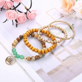 img 2 attached to Versatile Natural Stone Beaded Bracelet Set With Sparkling Crystals And Tassel Charm - Hanpabum 3 Piece Stretch Bangle Set For Men And Women