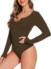 img 1 attached to REORIA Women'S V Neck Long Sleeve Slimming Cut Out Bodysuit Tops Jumpsuit