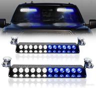 🚓 booyu led emergency dash strobe light bar: 2×13.5in interior windshield traffic advisor hazard safety flashing lights with suction cup for police law enforcement trucks (blue/white) логотип