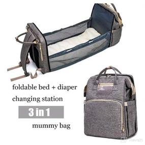 img 3 attached to 👶 Foldable Baby Bed Diaper Bag Backpack: 3-in-1 Travel Bassinet, Portable Changing Station, and Mummy Bag