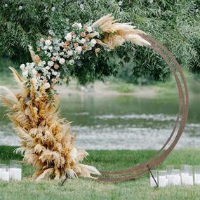img 1 attached to DIY 8Ft Round Wedding Arch Backdrop Stand, Natural Brown Wood Rustic Photo Background Stand