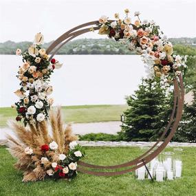 img 4 attached to DIY 8Ft Round Wedding Arch Backdrop Stand, Natural Brown Wood Rustic Photo Background Stand