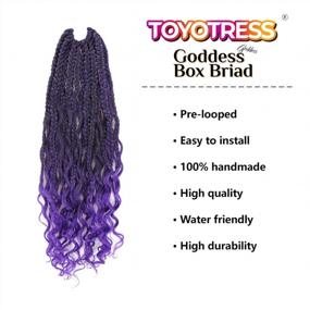 img 2 attached to ToyoTress T-Purple Goddess Box Braid Crochet Hair: 16 Inch Pre-Looped Synthetic Hair For Flawless Braiding