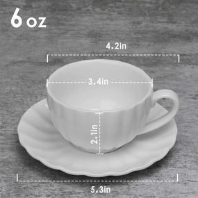 img 2 attached to Set Of 6 Porcelain Tea Cups And Saucers With Pumpkin Design For Specialty Coffee Drinks And Tea - 6 Oz Cappuccino Cups And Espresso Cups In Hot Assorted Colors By Amhomel