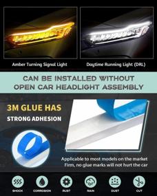 img 2 attached to Qoope Car LED Strip Lights - 2Pcs 60Cm/24Inch Daytime Running & Turn Signal Bulb Flexible DRL Switchback Decorative Lamp In Amber/Yellow & White For Improved Visibility