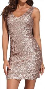 img 4 attached to PrettyGuide Women'S Sexy Deep V Neck Sequin Glitter Bodycon Stretchy Mini Party Dress