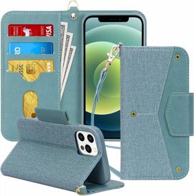img 4 attached to Premium Wallet Case Folio Flip Cover For IPhone 12 Pro Max 5G 2020 [RFID Blocking][Kickstand][Card Holder] - Green