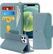 premium wallet case folio flip cover for iphone 12 pro max 5g 2020 [rfid blocking][kickstand][card holder] - green logo