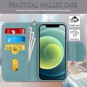img 3 attached to Premium Wallet Case Folio Flip Cover For IPhone 12 Pro Max 5G 2020 [RFID Blocking][Kickstand][Card Holder] - Green