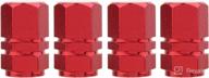 🔴 tomall red hexagon tire valve stem caps: premium aluminum alloy dustproof caps for moto bicycle логотип