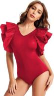 👗 romwe stretchy ruffle bodysuit for women - women's clothing bodysuits логотип