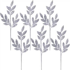 img 4 attached to 6 Pcs Silver Glittered Artificial Leaf Spray Picks 24" Tall For Christmas Winter Wedding Wreath Tree Swag Floral Arrangment Vase Bouquets Table Centerpieces Decoration