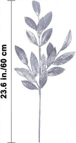 img 3 attached to 6 Pcs Silver Glittered Artificial Leaf Spray Picks 24" Tall For Christmas Winter Wedding Wreath Tree Swag Floral Arrangment Vase Bouquets Table Centerpieces Decoration
