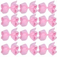 pink 6 inch cheerleading hair bows with alligator clips logo