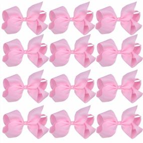 img 1 attached to Pink 6 Inch Cheerleading Hair Bows With Alligator Clips