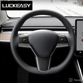 img 2 attached to LUCKEASY Bright Carbon Fiber Interior Auto Accessories Steering Wheel Decorative Patch for Tesla Model 3 and Model Y 2017-2022