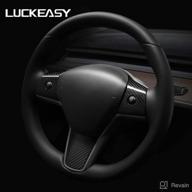 luckeasy bright carbon fiber interior auto accessories steering wheel decorative patch for tesla model 3 and model y 2017-2022 логотип