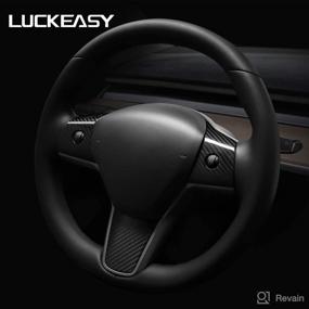 img 4 attached to LUCKEASY Bright Carbon Fiber Interior Auto Accessories Steering Wheel Decorative Patch for Tesla Model 3 and Model Y 2017-2022