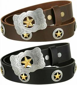 img 1 attached to Full Grain Leather Western Cowboy Belt - 1-1/2" (38Mm) Wide With Multiple Color Options