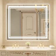 48 x 40 дюймов светодиодное настенное косметическое зеркало с подсветкой, водонепроницаемая сенсорная кнопка с регулируемой яркостью и защитой от запотевания для ванной комнаты, вертикальное или горизонтальное - woodsam логотип