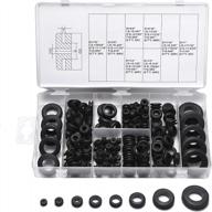 180-piece rubber grommet assortment kit with eyelet ring & gasket for electrical wires, plugs, and cables by gydandir логотип