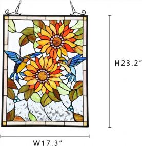 img 3 attached to Handcrafted Capulina Sunflower And Birds Stained Glass Panel Window Hangings - Traditional Tiffany Glass Art For Home Decor And Gift Giving