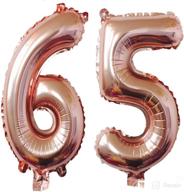 🎉 jumbo 65th birthday party supplies - 40-inch rose gold foil helium digital number balloons, ideal decoration for men or women's 65th birthday celebration логотип