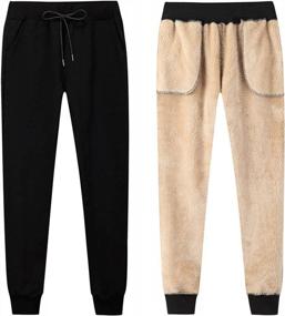img 4 attached to Women'S Sherpa Lined Sweatpants Jogger Harem Pants Warm Athletic