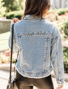 img 1 attached to Women'S Embroidered Pearls Beading Denim Jean Jacket Coat