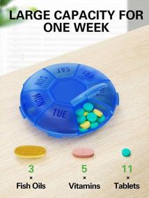 img 3 attached to Barhon Small Pill Organizer Weekly (2 Pack) - Convenient 7-Day Portable Medicine Container For Vitamins And Supplements In Navy Blue