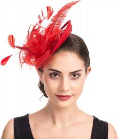 img 2 attached to Women'S Feather Flower Veil Fascinator Hair Clip Hat Bowler Tea Party Wedding Hat
