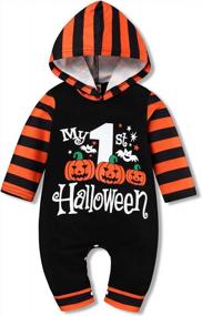 img 4 attached to Adorable Halloween Outfit For Baby Boys & Girls: My First Pumpkin Hoodie Romper Bodysuit Jumpsuit!