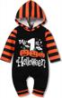 adorable halloween outfit for baby boys & girls: my first pumpkin hoodie romper bodysuit jumpsuit! logo