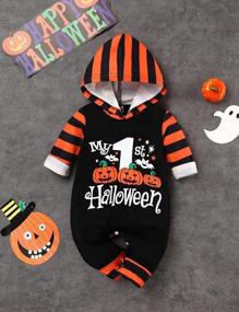 img 3 attached to Adorable Halloween Outfit For Baby Boys & Girls: My First Pumpkin Hoodie Romper Bodysuit Jumpsuit!
