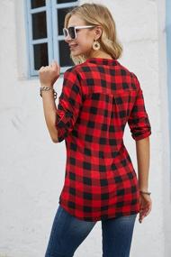 img 1 attached to 👚 Ninedaily Women's Plaid Checkered Tops: Versatile 3/4 Sleeve Blouse with Zip & Floral Detail - Casual Tunic for Effortlessly Stylish Outfits