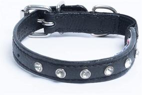 img 4 attached to 🐱 Angel, Athens Black Rhinestone Bling Elastic Break-Away Leather Cat Collar, Size 12" x 1/2", Safety Elastic Stretch