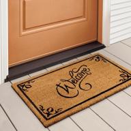 luxurux welcome mats outdoor coco coir doormat, with heavy-duty pvc backing - natural - perfect color/sizing for outdoor/indoor uses.,30 x 17 logo