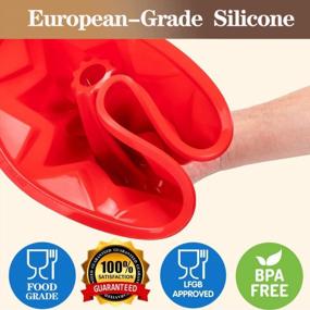 img 2 attached to Non-Stick Silicone Round Cake Mold, 10In Fluted Tube Pan For Baking Jello And Cakes - Red